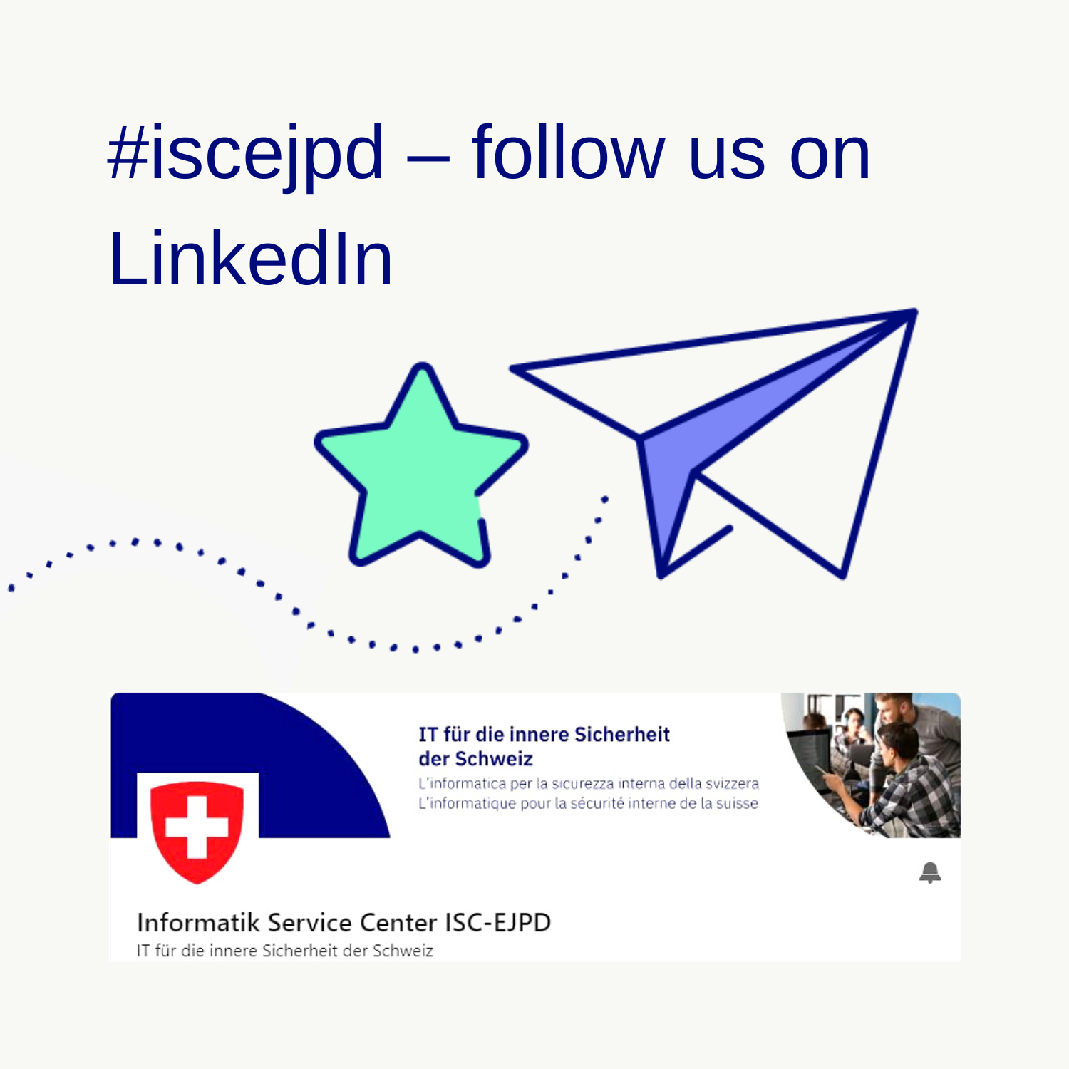 Symbolic image of the LinkedIn channel of the ISC-FDJP and advice to follow this channel